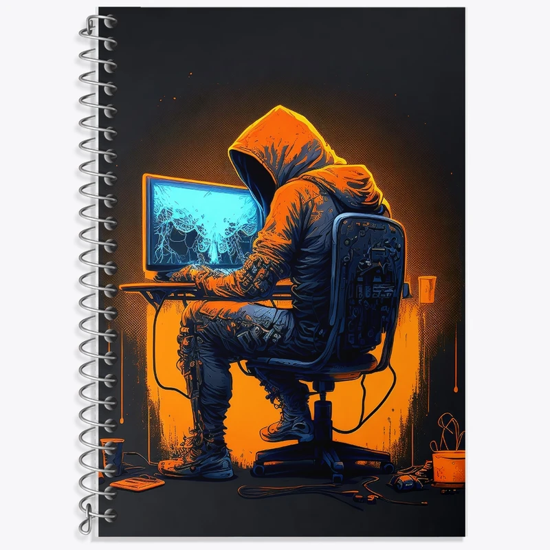 دفتر زبان 50 برگ خندالو مدل سه خط طرح هکر (Hacker) کد F1657