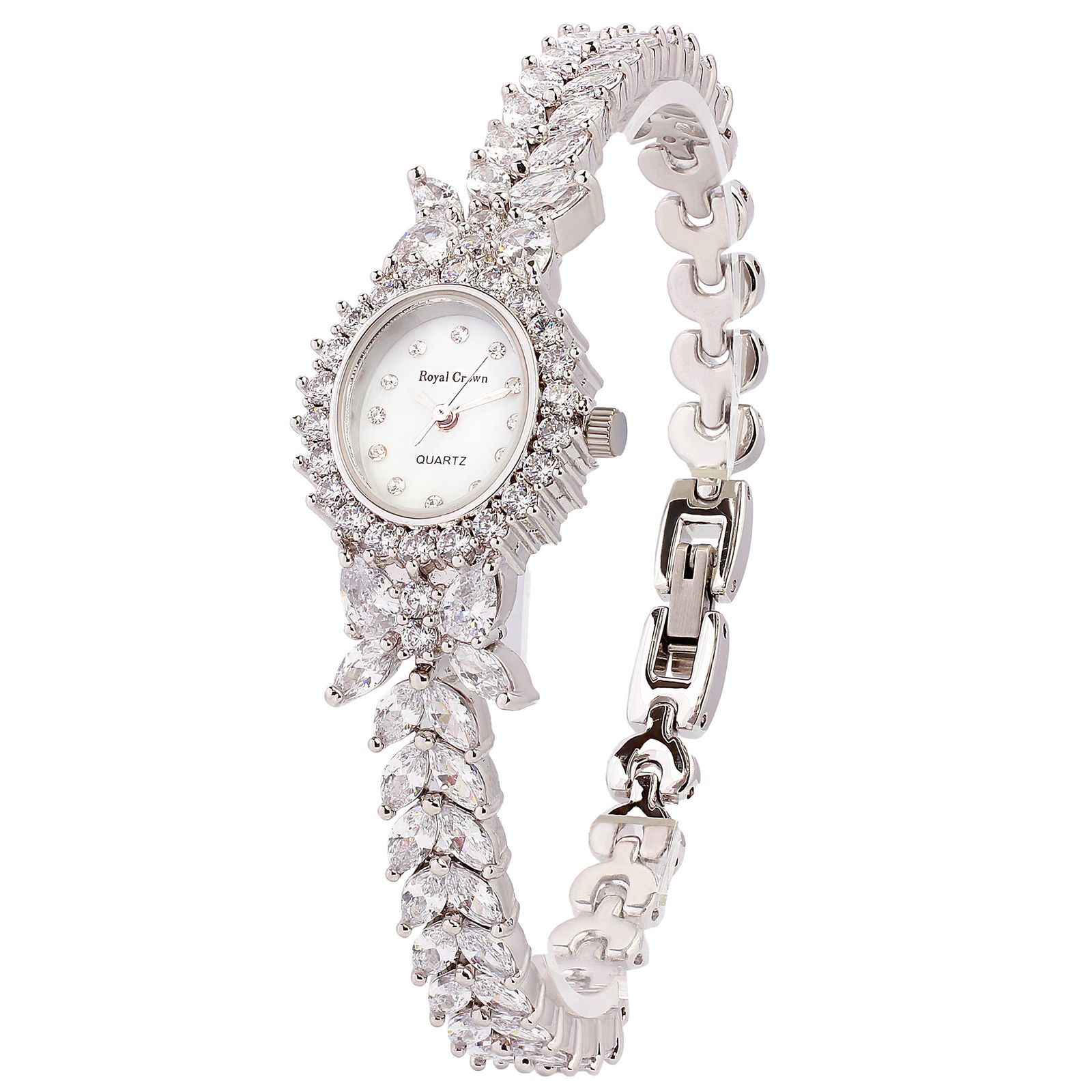 ساعت مچی عقربه ای زنانه رویال کرون مدل سیلور نگین کاری - - 2