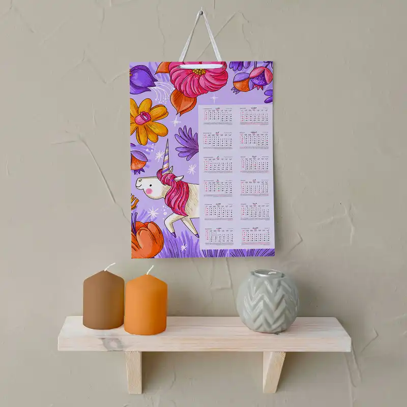 تقویم دیواری سال 1403 خندالو مدل یونیکورن کد E7