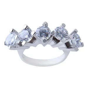 انگشتر نقره زنانه بازرگانی میلادی مدل فول نگین جواهری بدون ریزش آبکاری رادیوم کد AWR_525