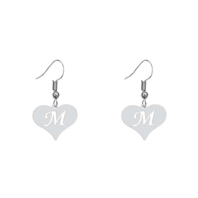 گوشواره زنانه هایکا طرح قلب و حرف M مدل ha-314