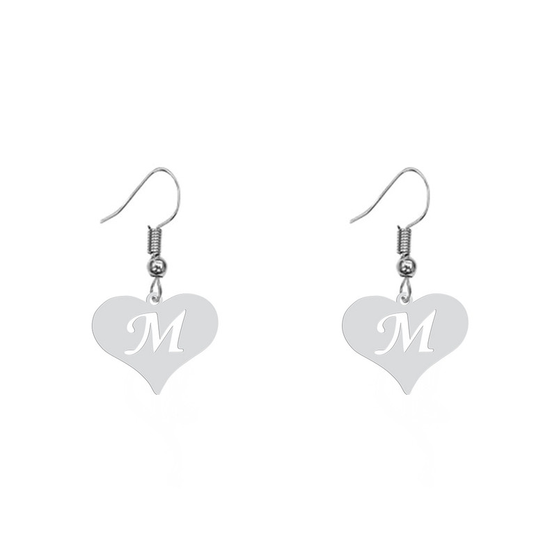 گوشواره زنانه هایکا طرح قلب و حرف M مدل ha-314