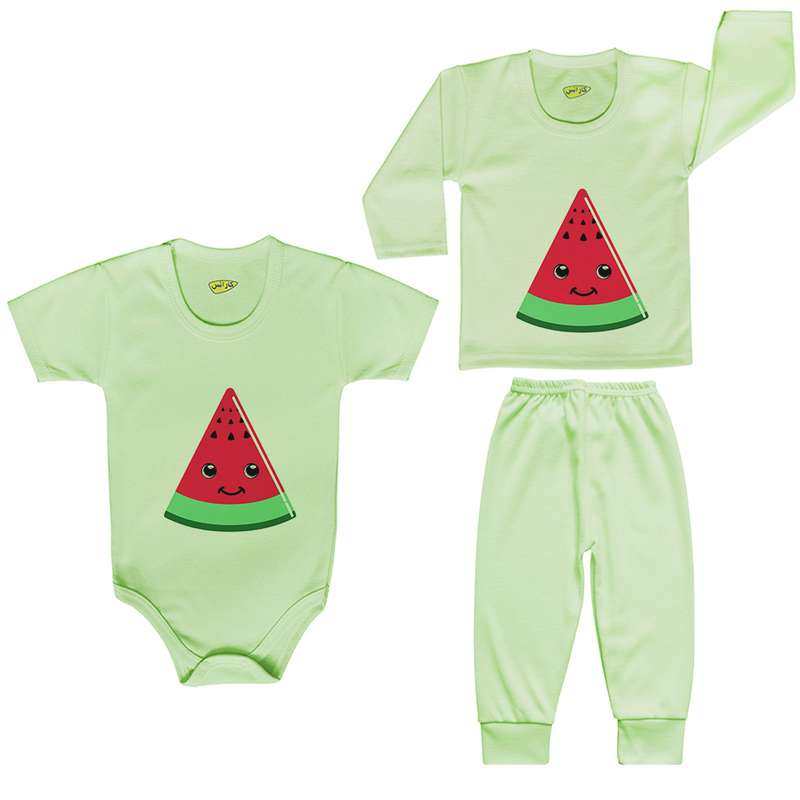 ست 3 تکه لباس نوزادی کارانس طرح هندوانه مدل PRSG-4002