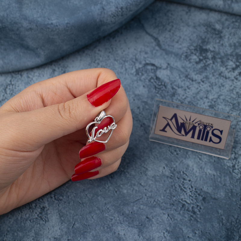 آویز گردنبند نقره زنانه آمیتیس مدل قلب -M142 آویز گردنبند نقره زنانه آمیتیس مدل قلب -M142