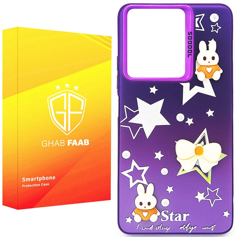 کاور قاب فاب مدل سوکول برجسته طرح دخترانه مناسب برای گوشی موبایل شیائومی Redmi Note 12 4G