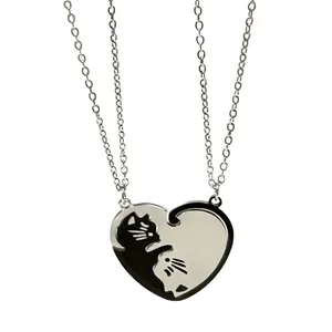 گردنبند زنانه مدل گربه قلبی بسته 2 عددی