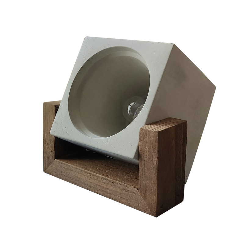 چراغ رومیزی مدل بتنی پایه چوبی