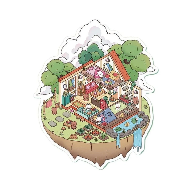 برچسب مدل سه بعدی طرح خانه ای در آسمان