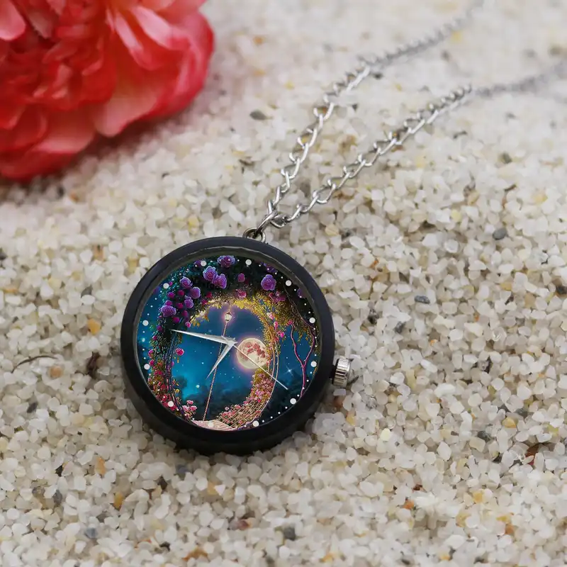 ساعت گردنبندی عقربه ای ناکسیگو مدل گل کد NF12783