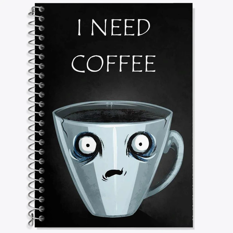 دفتر زبان 50 برگ خندالو مدل دو خط طرح کافی شاپ قهوه کد 27534