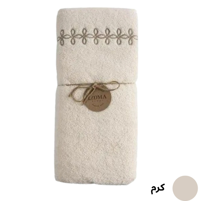 حوله دستی لوماتوس مدل حاشیه گلدوزی گلبرگ سایز 80x40 سانتی متر