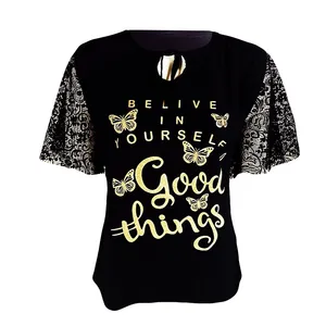 بلوز آستین کوتاه زنانه مدل پروانه رنگ مشکی