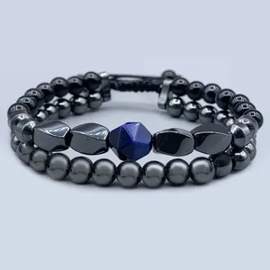 دستبند مردانه مدل عقیق حدید چشم ببر کد 002