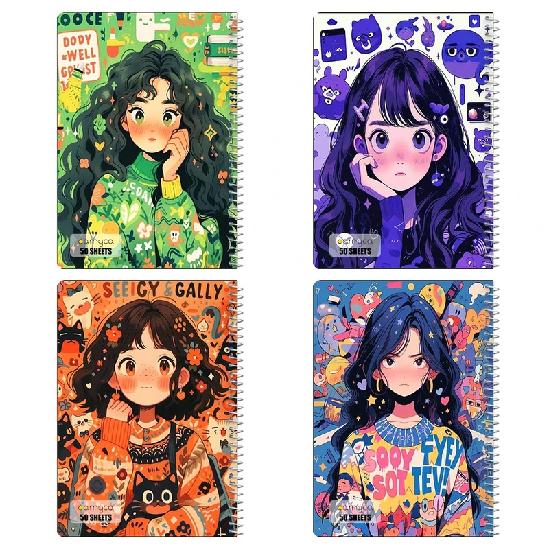 دفتر نقاشي 50 برگ کارنيکا طرح دختر فانتزی Fantasy Girl کد 12048 مجموعه 4 عددی