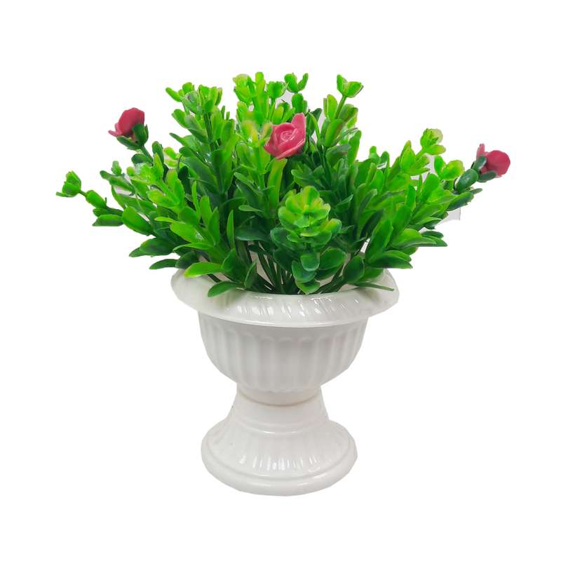 گلدان به همراه گل مصنوعی مدل جام سفید 007