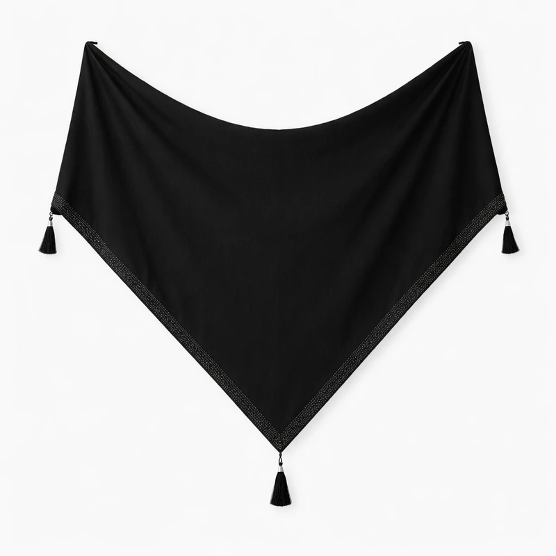 روسری کرپ زنانه مدل ۲۰۲۶ منگوله دار با طول و عرض ۱۴۰×۱۴۰ سانتی‌متر