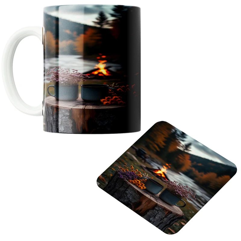 ماگ پاد آفرین مدل نوشیدنی و آتش کد 01 به همراه زیر لیوانی