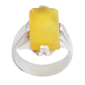 انگشتر نقره مردانه بازرگانی میلادی مدل عقیق زرد شرف الشمس کد AM_2648