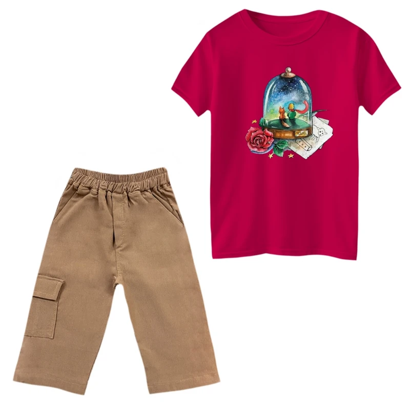 ست تی‌شرت و شلوارک پسرانه مدل بطری شازده کوچولو