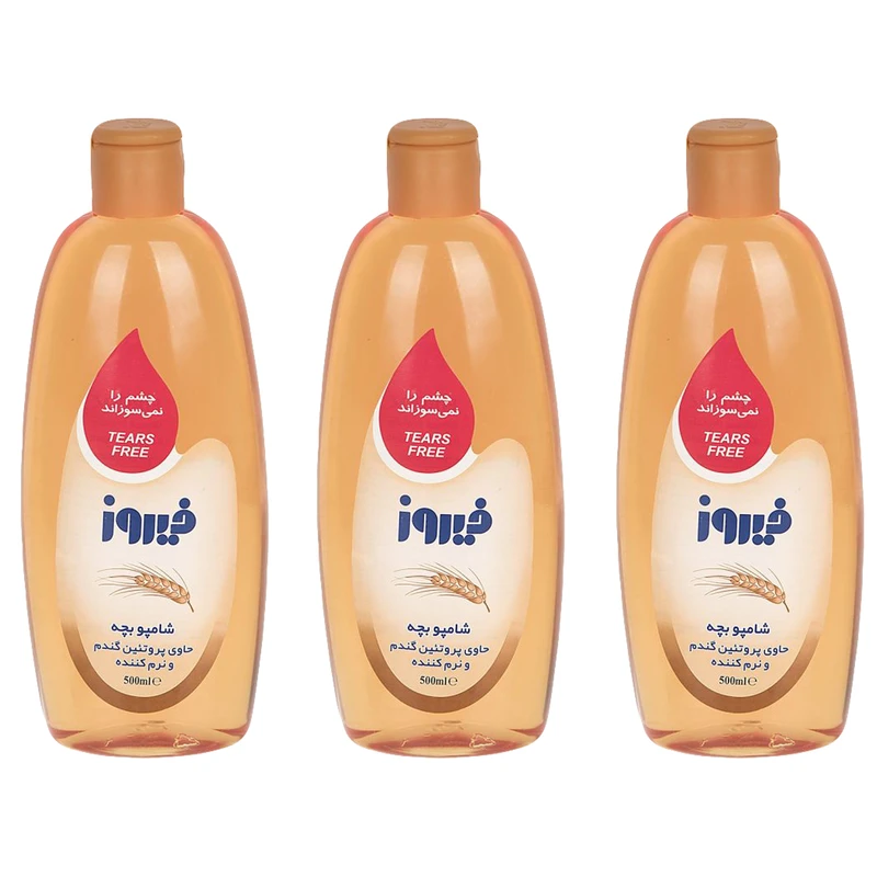شامپو بچه فیروز مدل پروتئین گندم حجم 500 میلی لیتر مجموعه 3 عددی