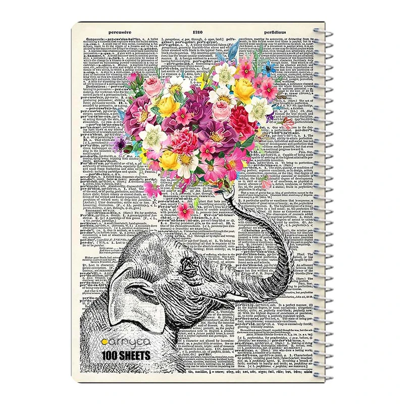 دفتر مشق 100 برگ سیمی کارنیکا طرح روزنامه وینتج حیوانات Vintage Newspaper Animals کد 29436