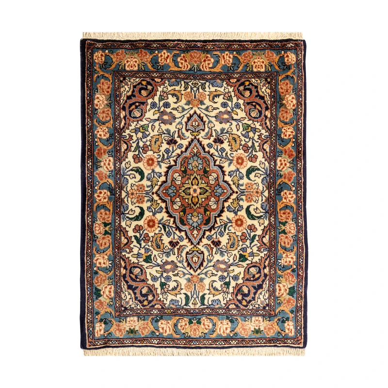 فرش دستبافت نیم متری طرح بیجار کد 45P707 زمینه کرم