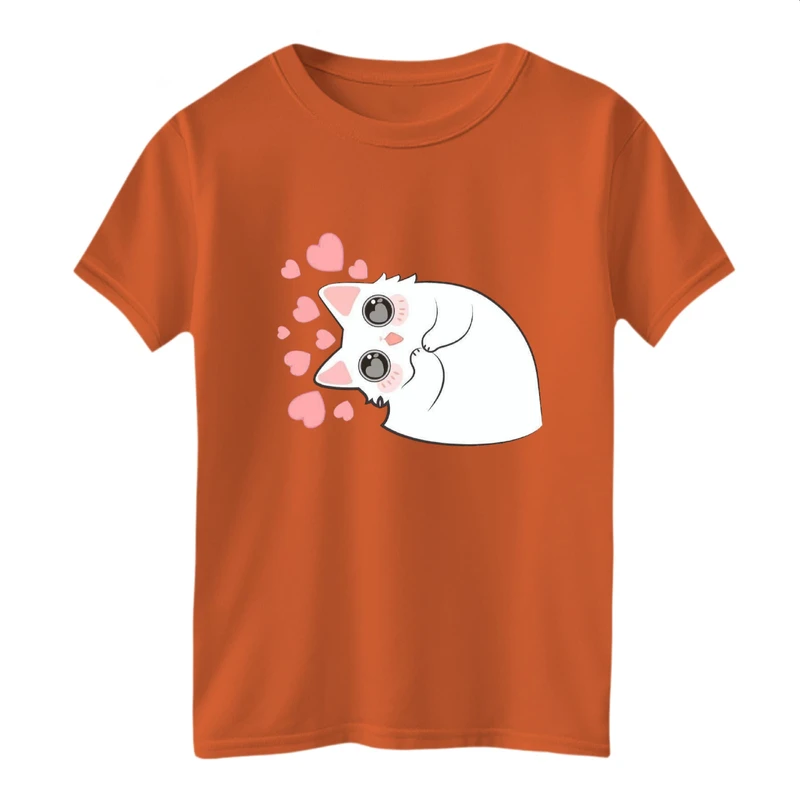 تی شرت آستین کوتاه بچگانه مدل گربه قلبی