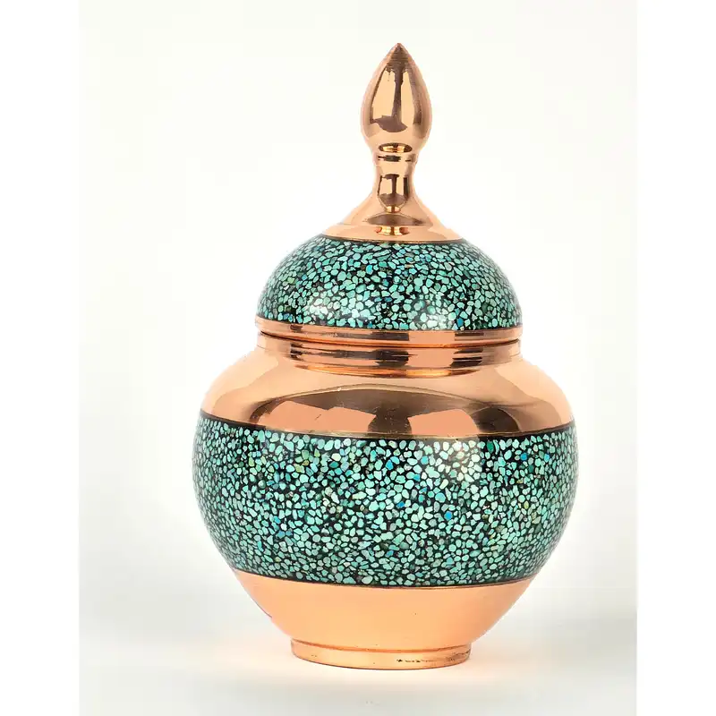 قندان فیروزه کوبی مسی مدل سیبی کد k2