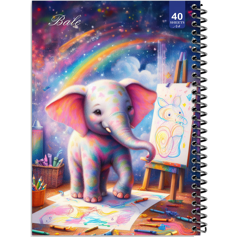 دفتر نقاشی 40 برگ انتشارات بله طرح فیل در حال طراحی کد A4-K200