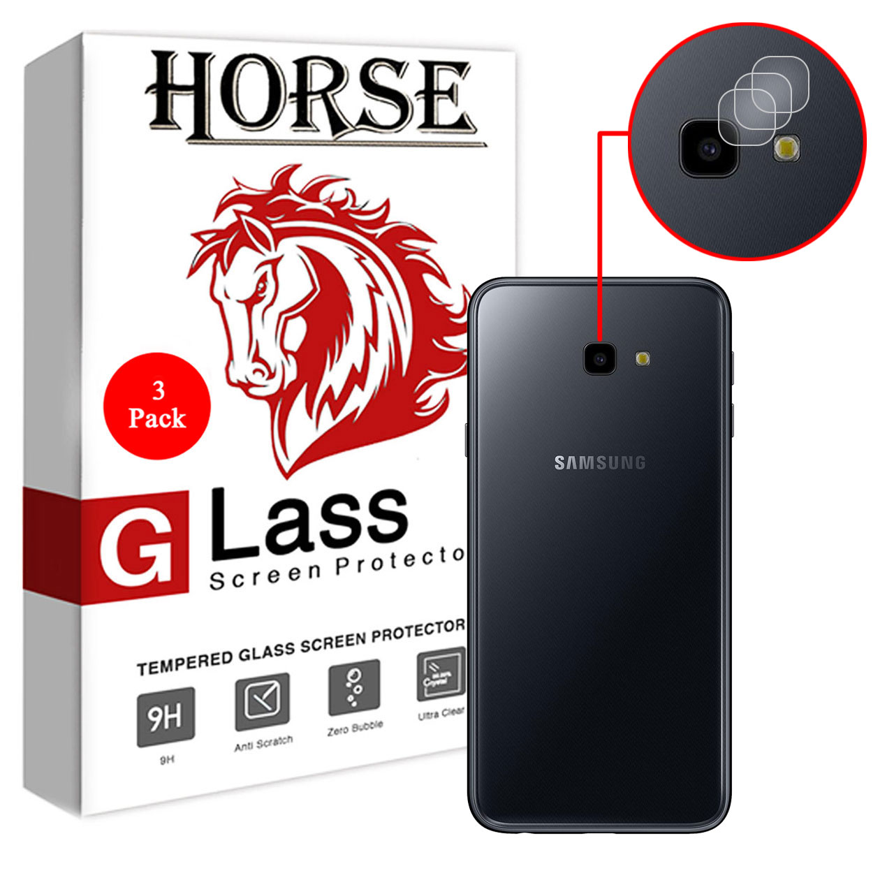 محافظ لنز دوربین هورس مدل UTF مناسب برای گوشی موبایل سامسونگ Galaxy J4 Plus بسته سه عددی