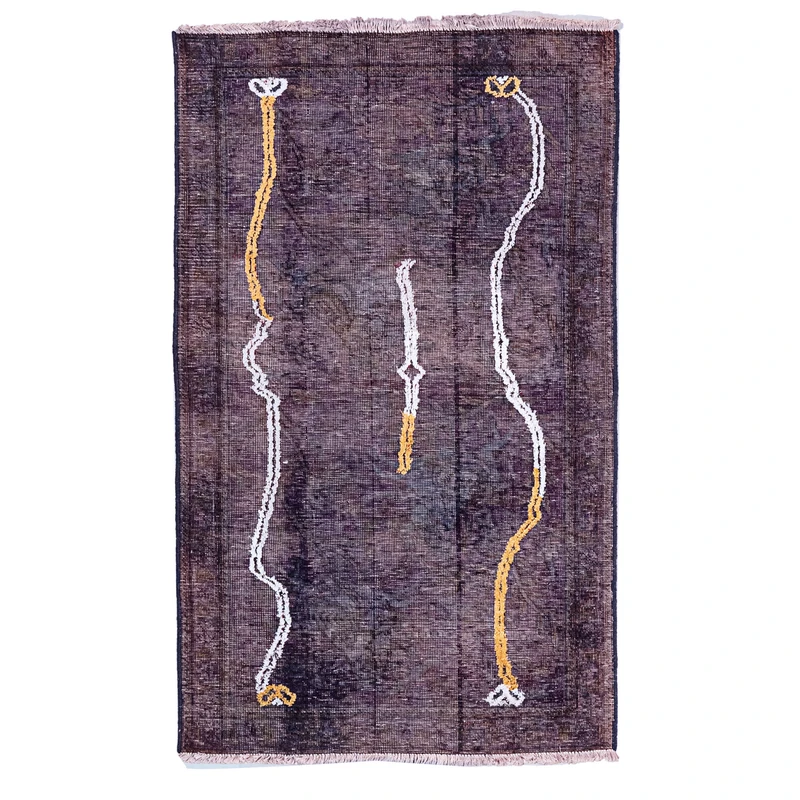 فرش دستباف یک و نیم متری مدل وینتیج کد v1386