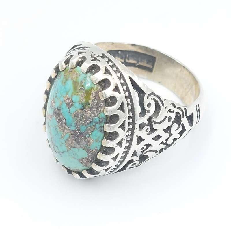 انگشتر نقره مردانه مدل فیروزه کد 20604