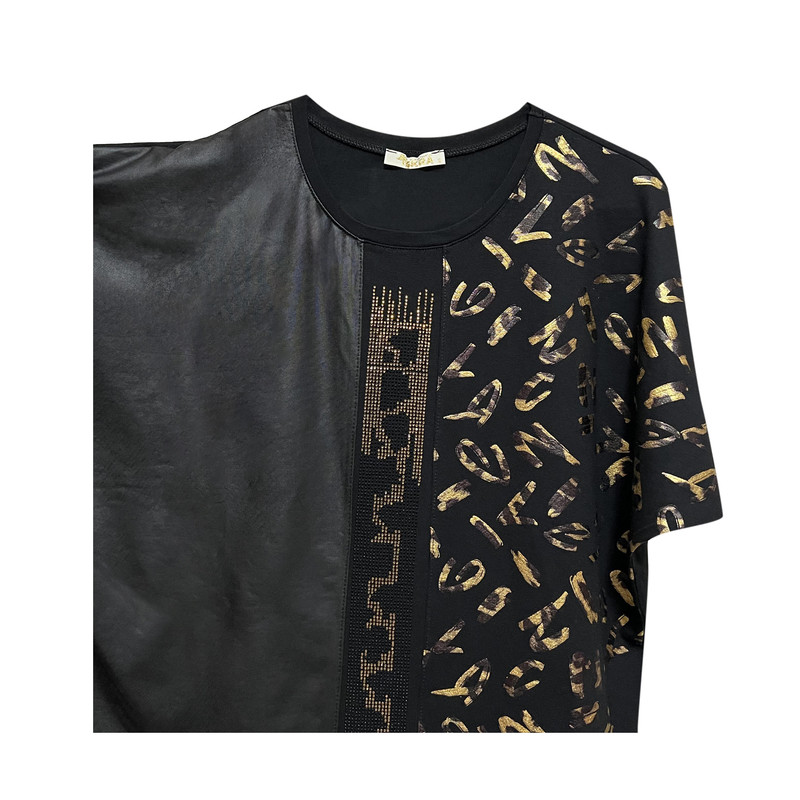 بلوز آستین کوتاه زنانه ایسکرا مدل چرمی ترکیبی