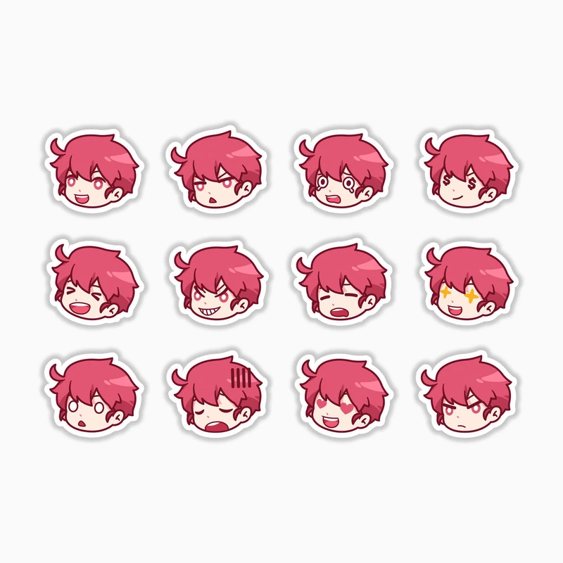 استیکر لپ تاپ و موبایل بووم طرح پسر انیمه ای کد MR61 مجموعه 12 عددی