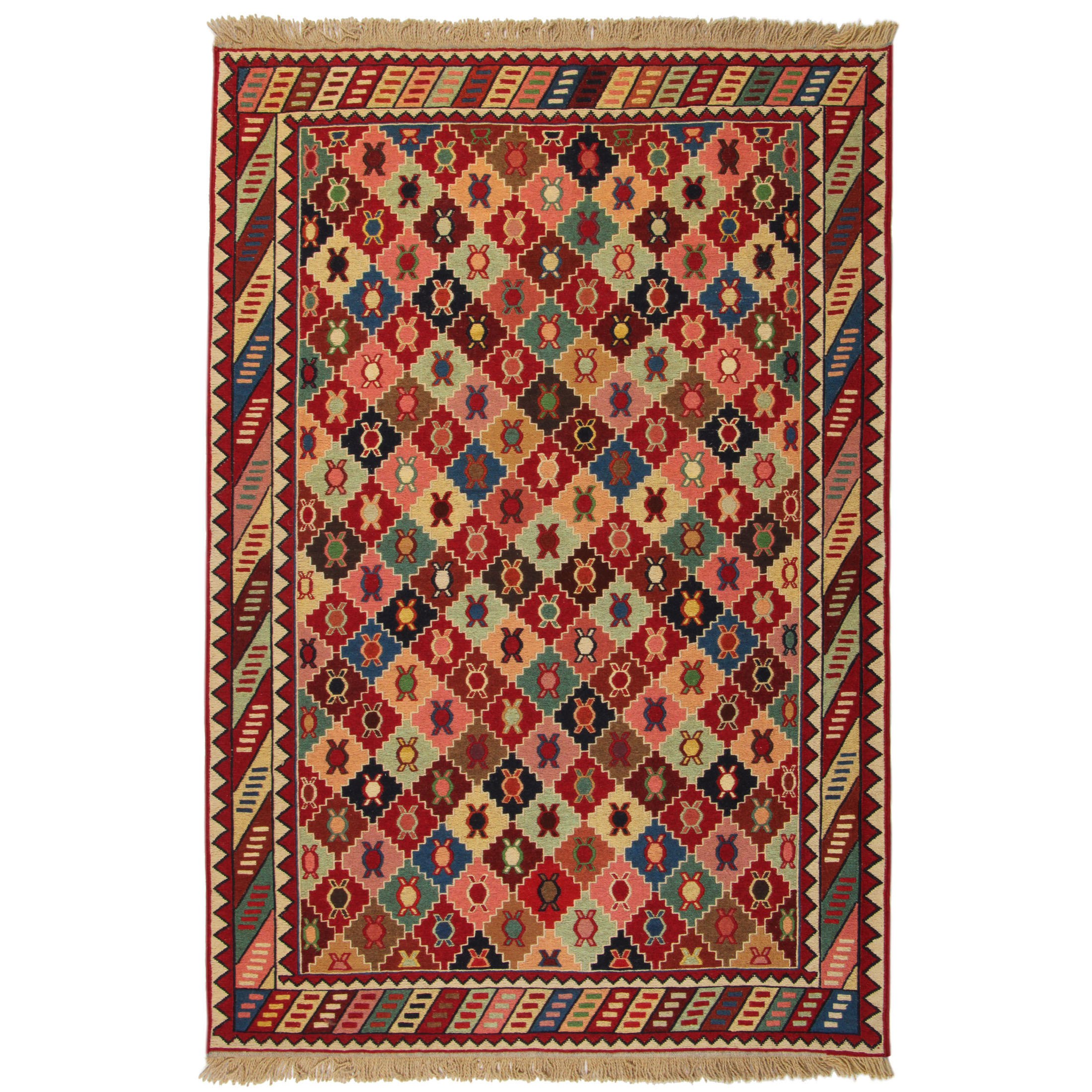 گلیم دستبافت یک و نیم متری مدل ورنی کد 990910