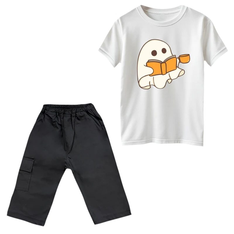 ست تی‌شرت و شلوارک پسرانه مدل روح و کتاب