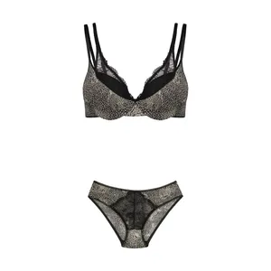 ست شورت و سوتین زنانه مدل اسفنجی نیمجک دار پلنگی