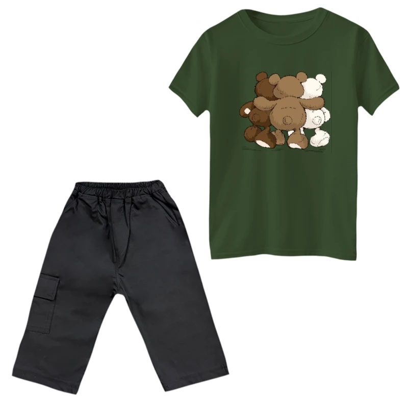 ست تی‌شرت و شلوارک پسرانه مدل سه خرس