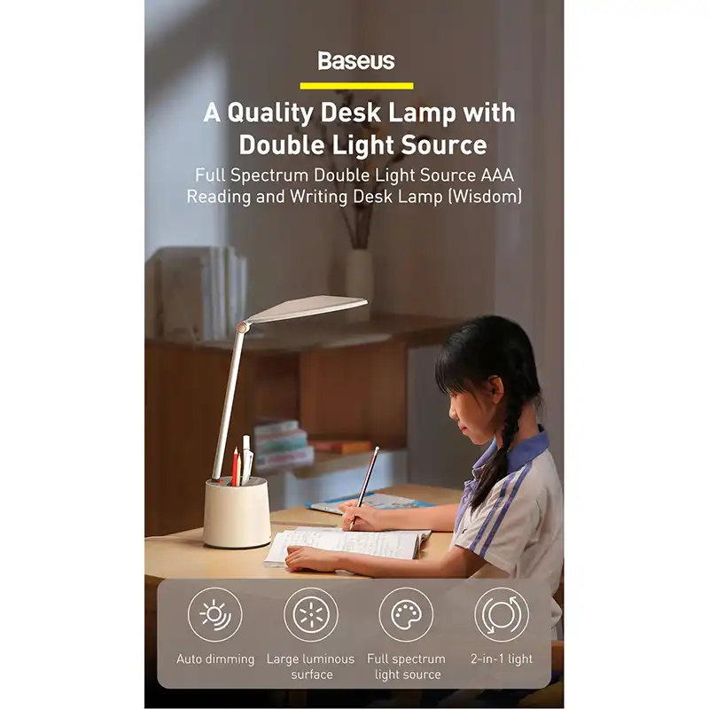 چراغ مطالعه باسئوس مدل Double light source desk lamp
