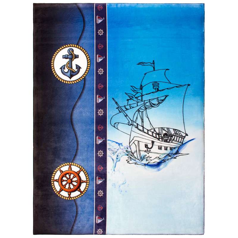 فرش ماشینی جانگل مدل Saling Ship کد 3D-2148