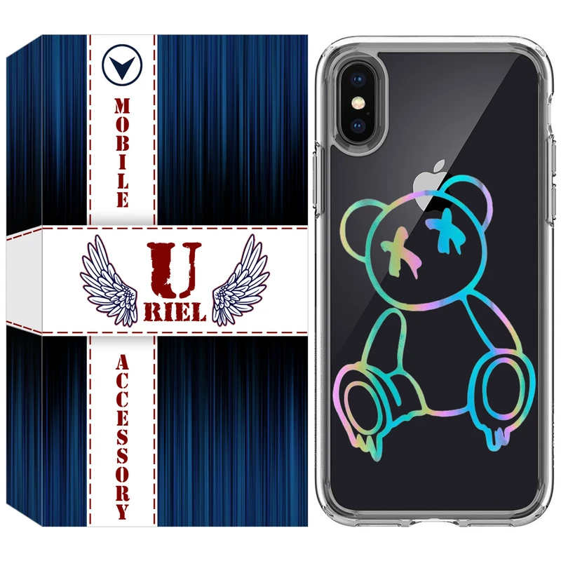 کاور یوریل قاب مدل Clear کد 44 طرح خرس رنگی مناسب برای گوشی موبایل اپل iPhone X / iPhone XS