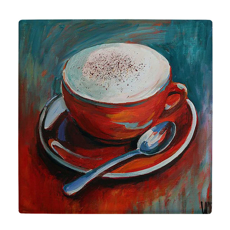 زیر لیوانی طرح نقاشی فنجان قهوه و قاشق کد 6147749_5419