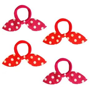 کش مو دخترانه مدل گوش دار خرگوشی توپدار کد 04 مجموعه 4 عددی