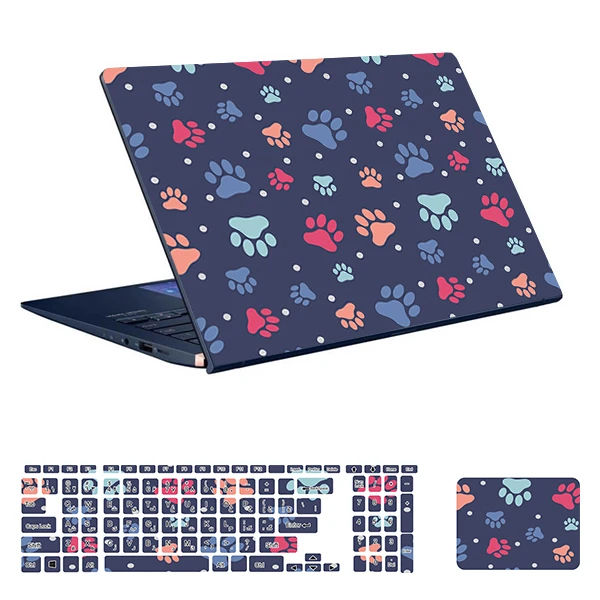 استیکر لپ تاپ توییجین و موییجین طرح Doggy کد 01 مناسب برای لپ تاپ 15.6 اینچ به همراه برچسب حروف فارسی کیبورد