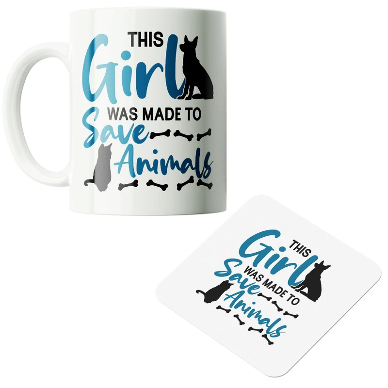 ماگ پاد آفرین مدل دامپزشک پت شاپ حامی حیوانات کد PZ498 به همراه زیرلیوانی