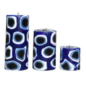 شمع مدل استوانه کوبیسم طرح چشم نظر بسته 3 عددی