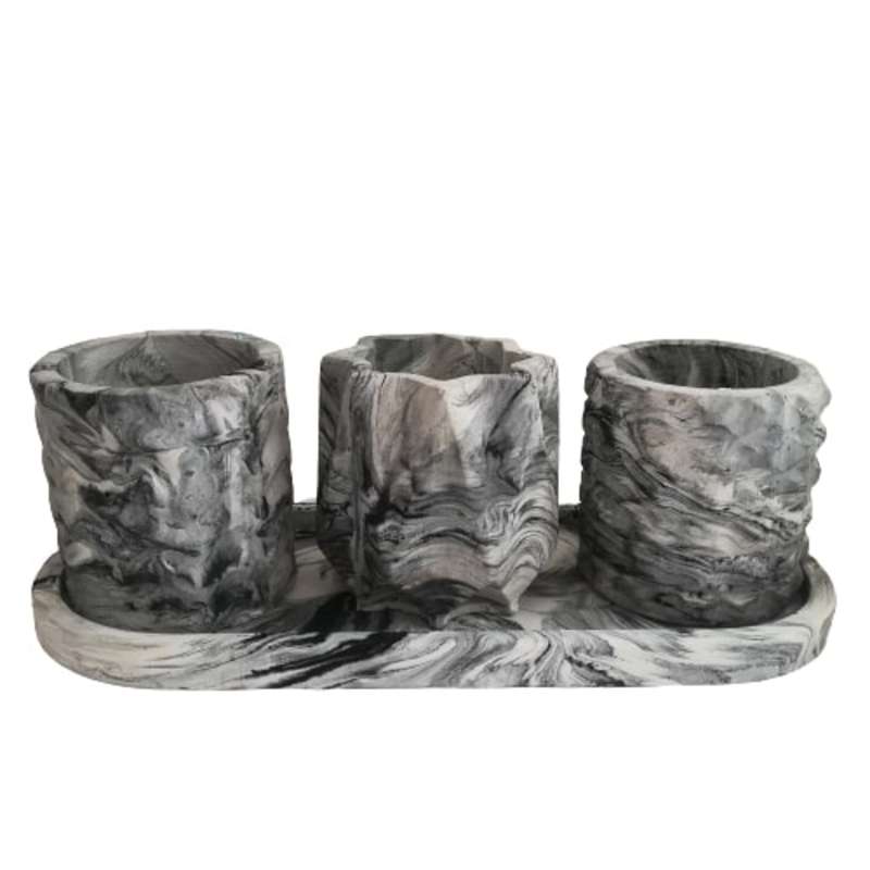 گلدان بتنی مدل A3001 طرح ابر و باد مجموعه 4 عددی