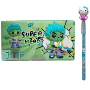 جامدادی مدل مگنتی طرح SUPER HERO کد G11 به همراه مداد فشنگی