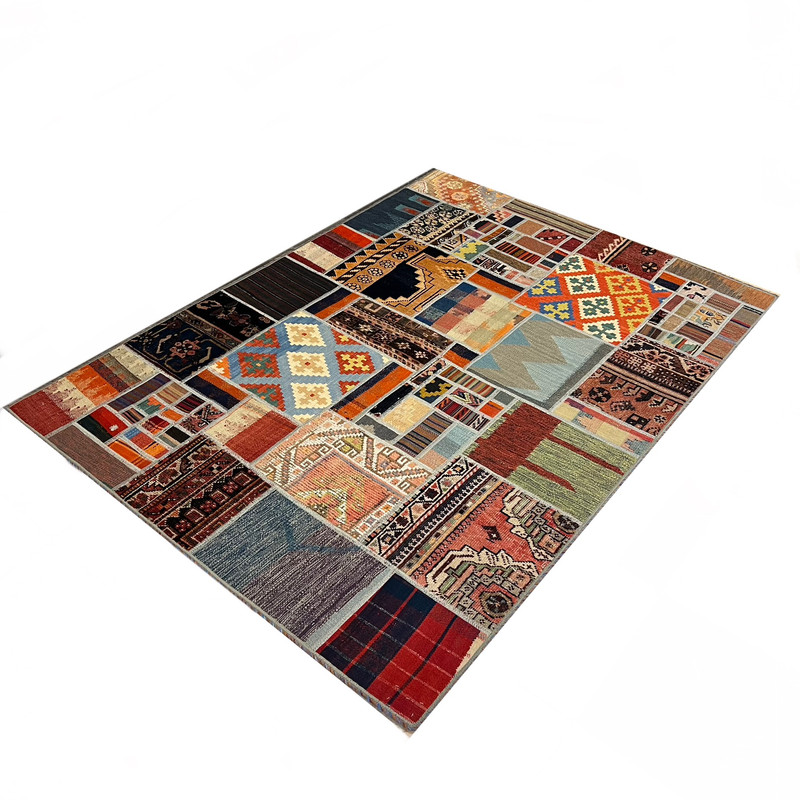 کلاژ فرش دستباف 3 متری مدل تکه دوزی‌