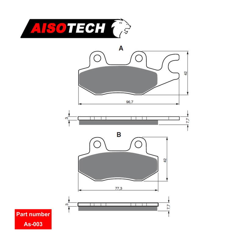 لنت ترمز عقب آیسوتک کد as003 مناسب برای طرح آیروکس R155 نیرو موتور